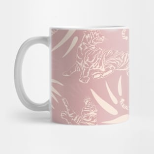 Tigers and Bamboo Leaves / Light Pink Mug